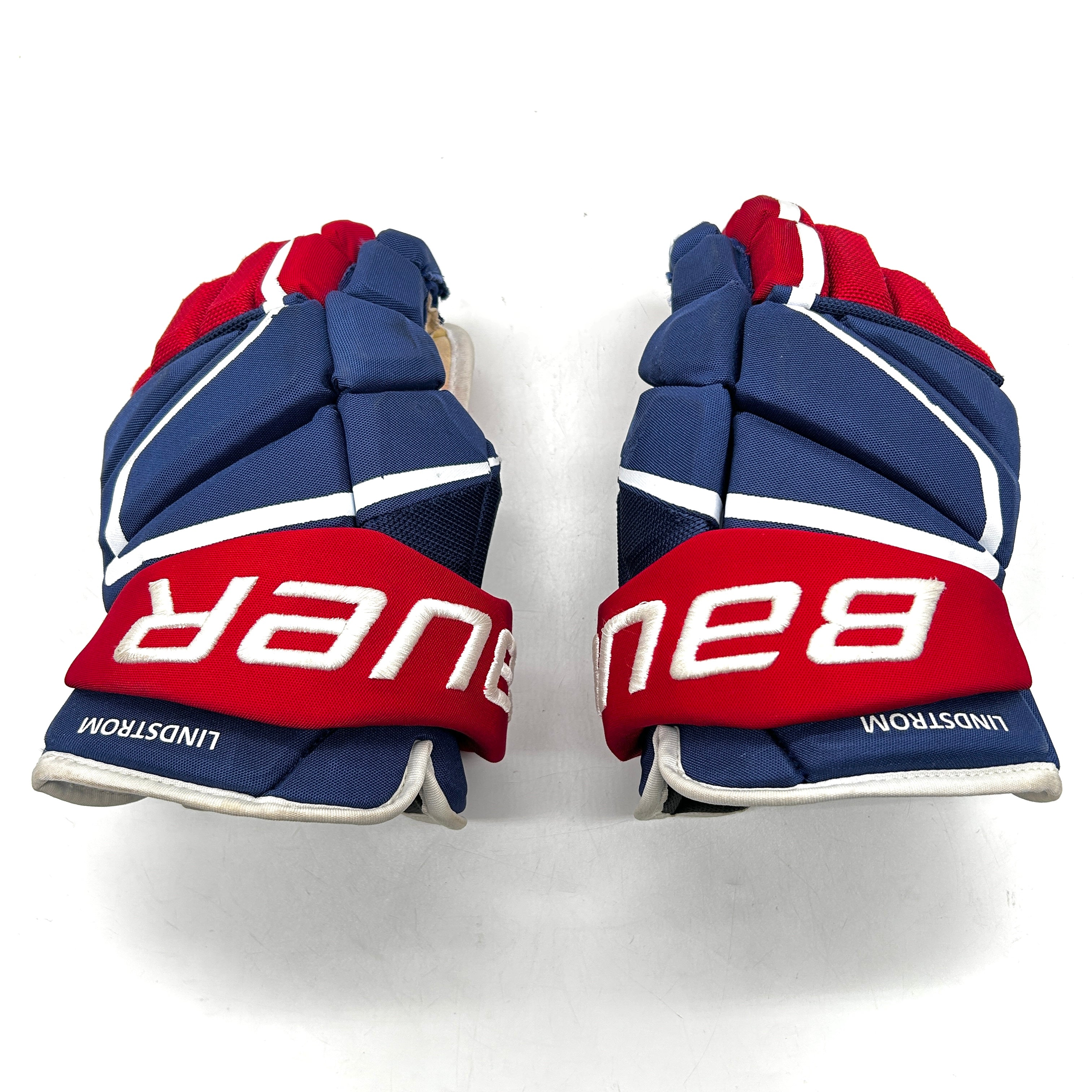 Bauer Vapor Hyperlite - Used NHL Pro Stock Glove - Gustav Lindstrom (Blue/Red/White)